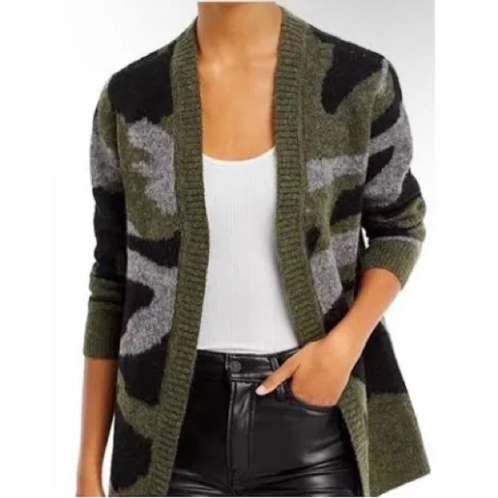 Aqua Olive & Gray Camo Open-Front Women's Cardigan